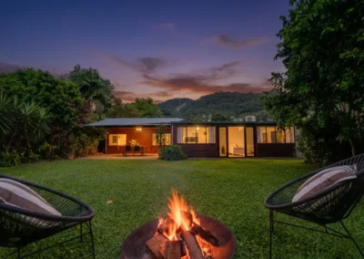 Day to dusk enhancement of modern Sydney property exterior — real estate photo editing