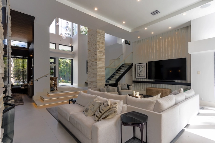 Dark, unedited raw photograph of a bedroom interior before HDR processing.