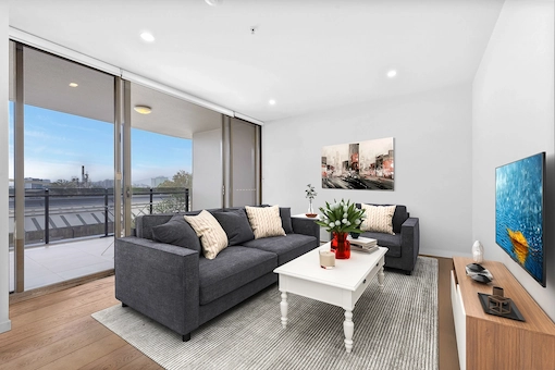 Modern outdoor patio virtual furniture staging.